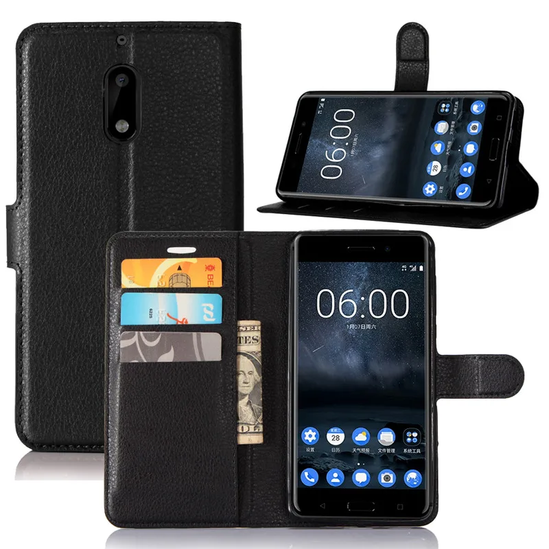 Чехол бумажник для Nokia 6 2017 кожаный чехол книжка TA 1021 1033 бампер из ТПУ с