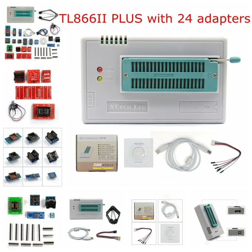 minipro TL866II плюс V8.30/TL866A V6.85 USB EEPROM универсальный программатор 10/21/24 шт IC Адаптеры для сим-карт