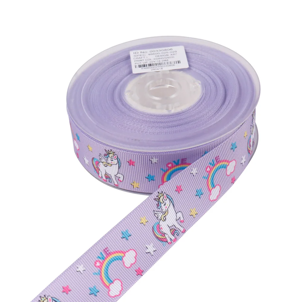 5 ярдов 1 &quot25 мм Grosgrain ленты мультфильм рог лошадь Сделай Сам Девушки Hairbow