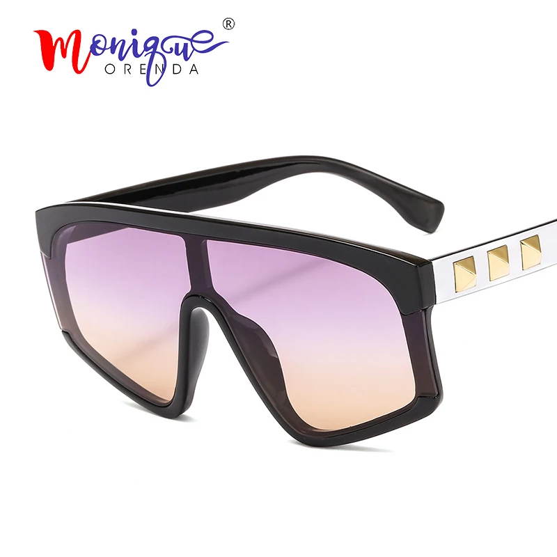 Плоские женские крупные солнцезащитные очки винтажные цельная линза Брендовые