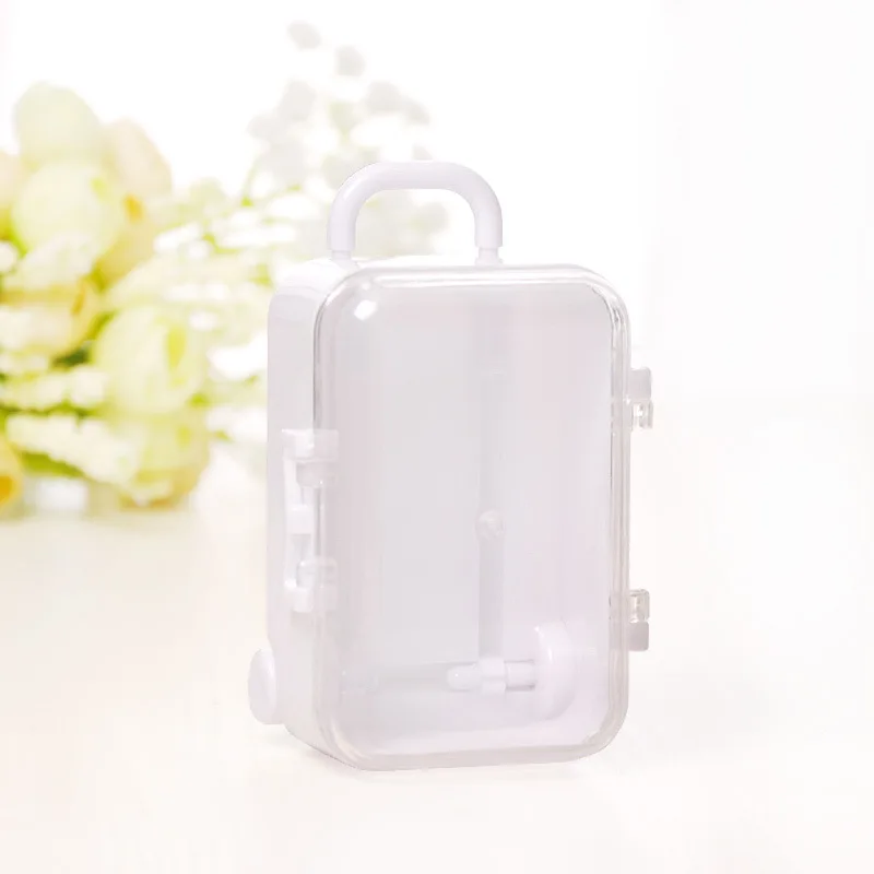 Clear Mini Rolling Travel Suitcase Favor Box Kids Birthday Boxes Party Supplies Gifts Wedding Favors lin4881 | Дом и сад
