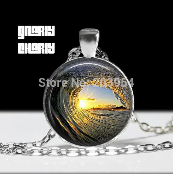 Ожерелье ручной работы в стиле стимпанк с изображением волн и заката 1 шт./лот