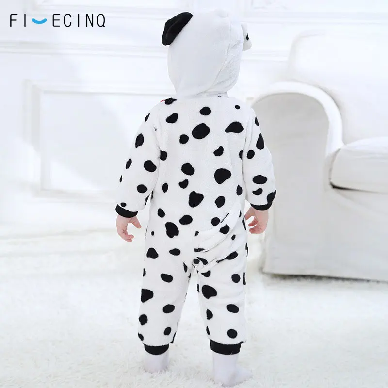 Baby Boys Girls Onesie Dalmatians Spotty Dog Cosplay Costume Flannel Warm Black White Cute Animal Kigurumis Kids Jumpsuit Pajama