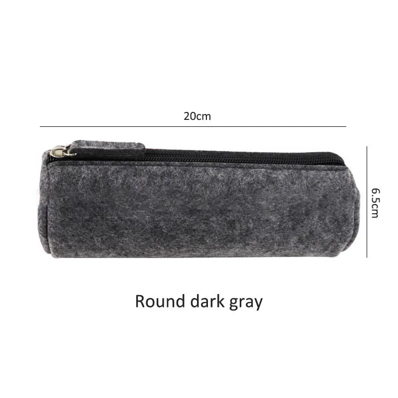 Round dark gray 1 шт. пенал портативный пенал канцелярская сумка высокого качества фетровая сумка для карандашей школьные офисные принадлежности 4 цвета на выбор - Цвет: Round dark gray