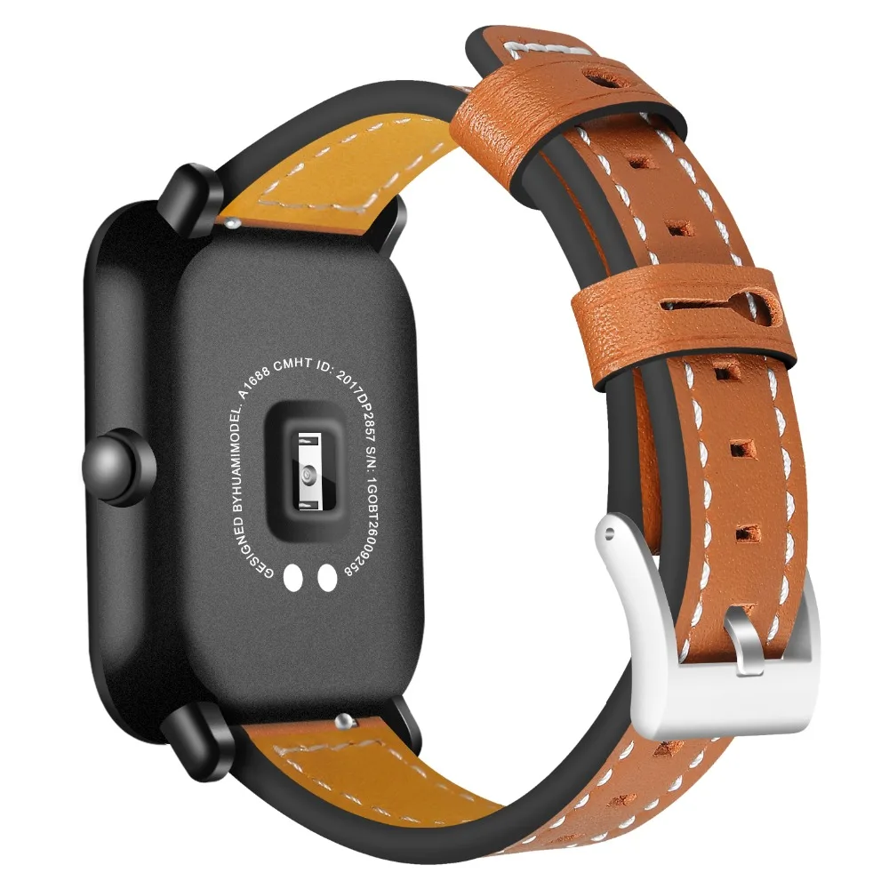 20 мм браслет ремешок для Xiaomi Huami Amazfit Bip GTS GTR 42 мм ремешок для часов Amazfit Pace Stratos 2 GTR 47 мм кожаный ремешок для часов