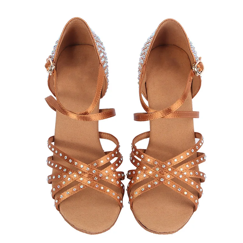 Новинка женская обувь для латинских танцев Танцевальная со стразами взрослых и