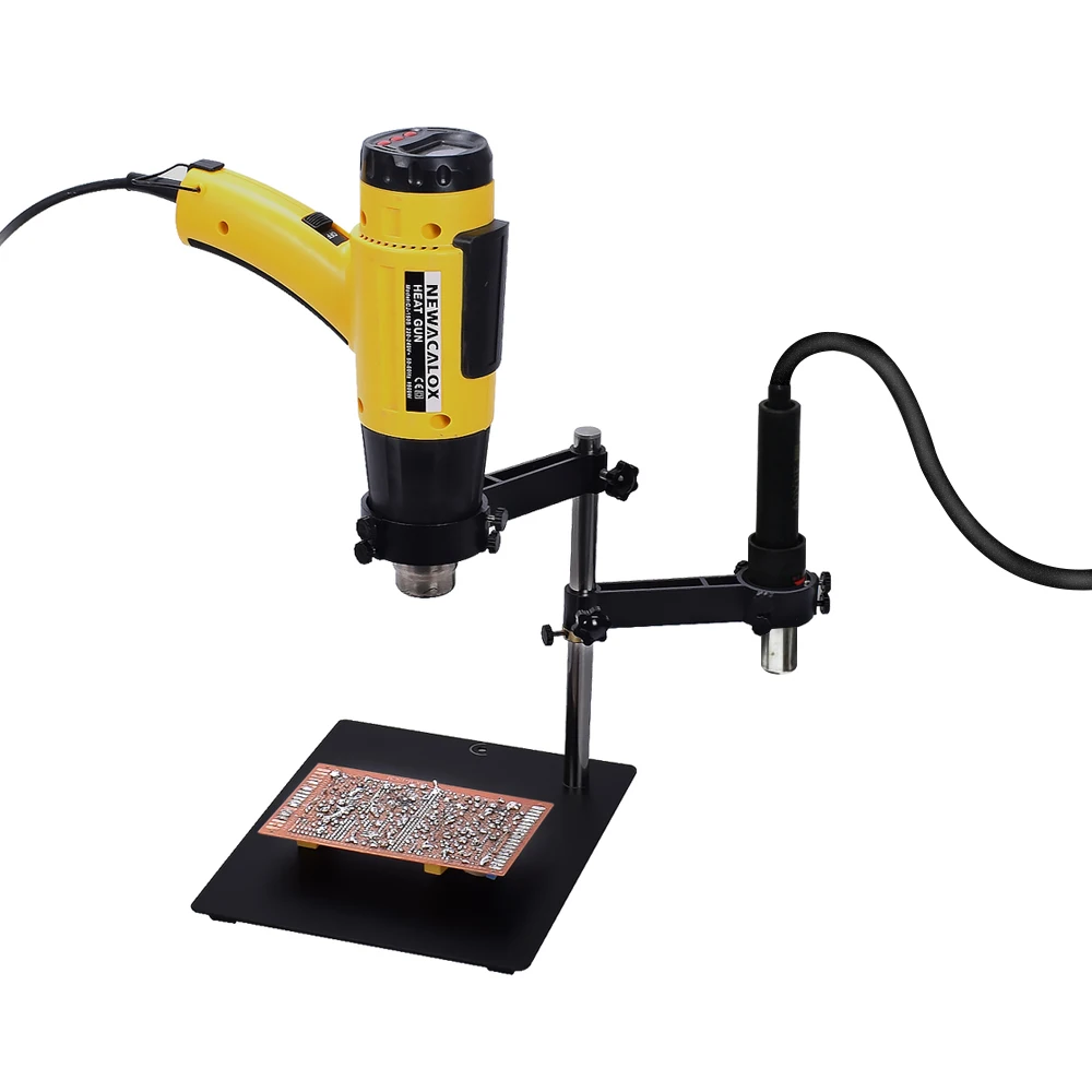 newacalox third pana hand hot air gun frame pcb board holder heat gun stand helping hands soldering tool 3x led magnifying glass free global shipping