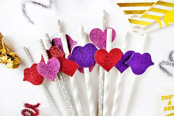

cheap custom glitter Valentine's Day Party Paper drinking Straws Wedding bridal baby birthday shower Bachelorette Drinks straw