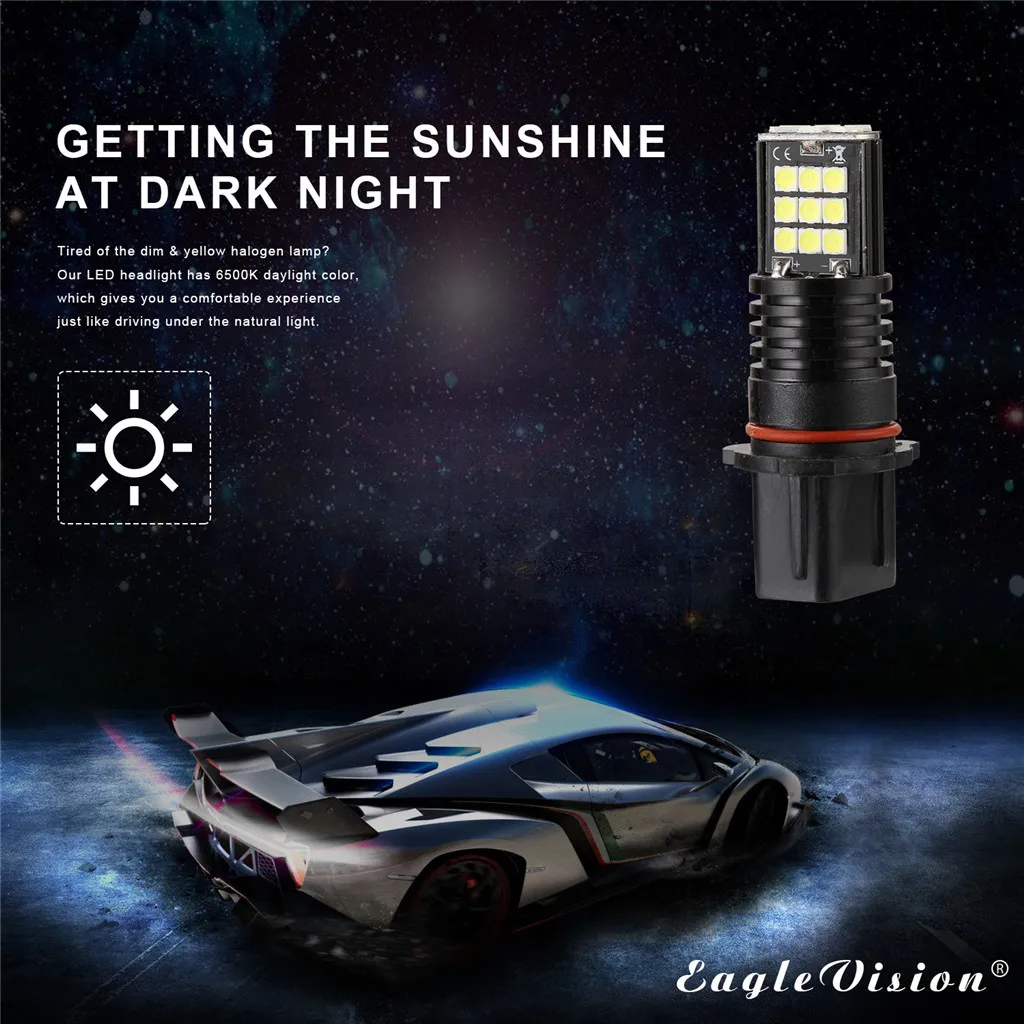 WUPP автомобильный противотуманный фонарь 2 шт. P13W 12V 3030 SMD светодиодный RGB автомобилей головной светильник белые противотуманные лампы светильник: 2400LM 24W 12V 6000K 9042611