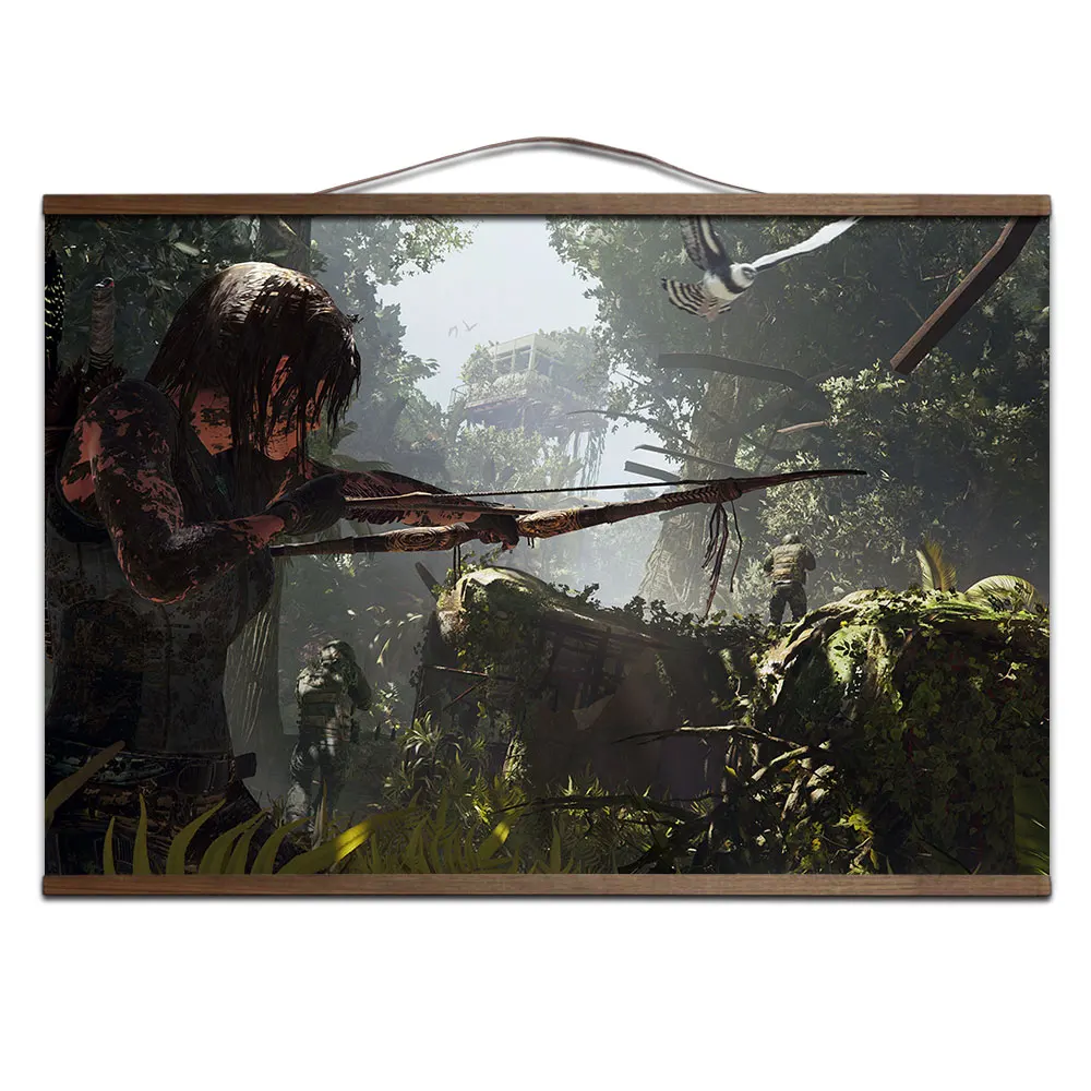 Shadow of the Tomb Raider игровой плакат для HD холст декоративные постеры настенная живопись с твердой деревянной подвеской свиток - Цвет: 14