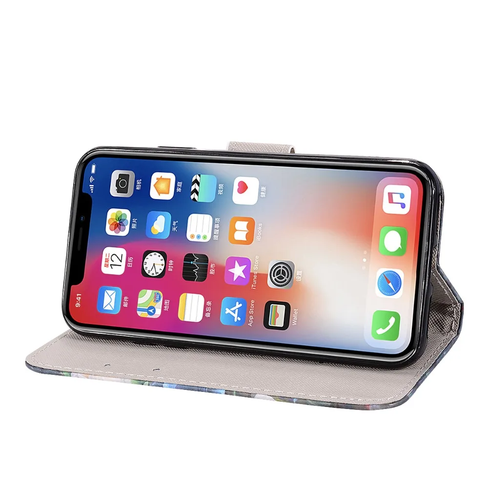 Магнитный флип-чехол для iPhone X XS Max XR 8 7 6S Plus 5S SE 5C с 3D узором из искусственной кожи