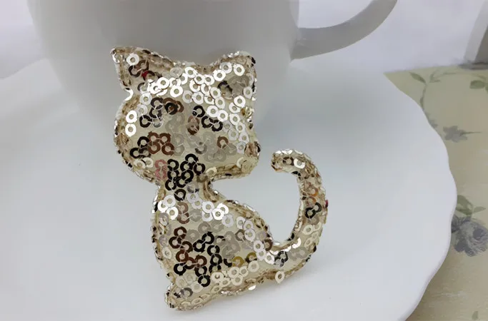 Оптовая продажа патчи в виде кошки с блестками аксессуары для шитья своими