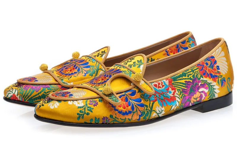 Drop Shipping Zapatos Floral Embroidery Fashion Breathable Cotton Shoes Man Round Toe Monk Straps Casual Flats Colorful Loafers | Обувь