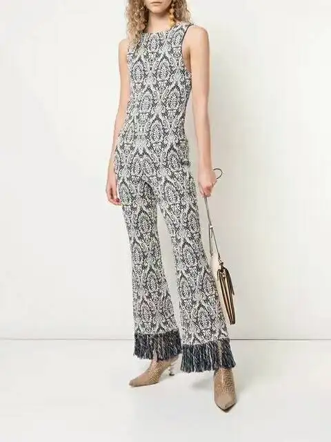 

high quality 2019 NEW Women tassel O-Neck Jumpsuit sleeveless Bandage Jumpsuits Knitted Bodysuit jumpsuits wholesale