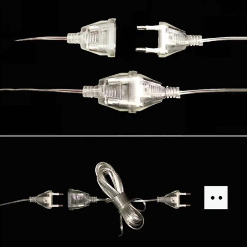 ЕС/США plug 110-220 В 2 м удлинитель кабель-удлинитель занавеска из светодиодных