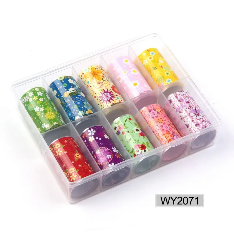 71 10pc/box Nail Foil Set Adhesive Transfer Sticker Rainbow Sky Sexy Leopard Personalized Pattern Slider Decoration Manicure kits - Цвет: 71