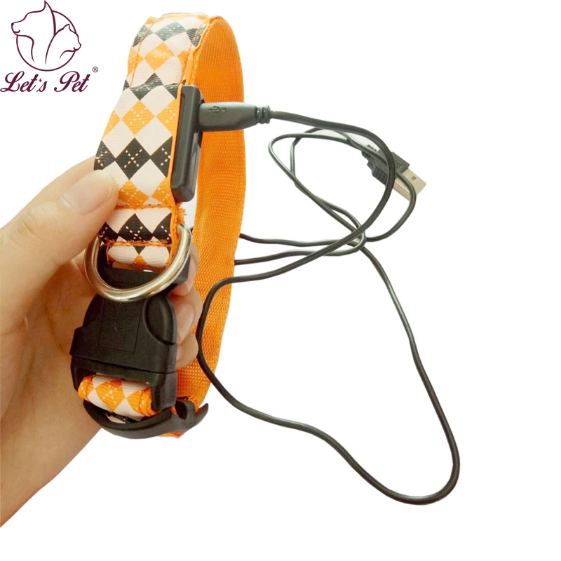 USB Перезаряжаемый светодиодный ошейник для собак Ночная безопасность мигающий