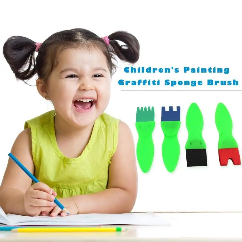 4 шт. губчатая кисть для рисования набор пластиковых ручек детский