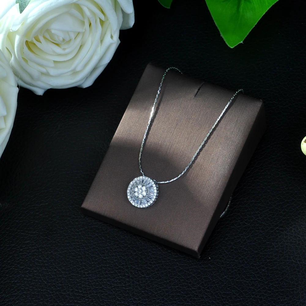 HIBRIDE классическое круглое ожерелье с кулоном из циркония микропаве для женщин