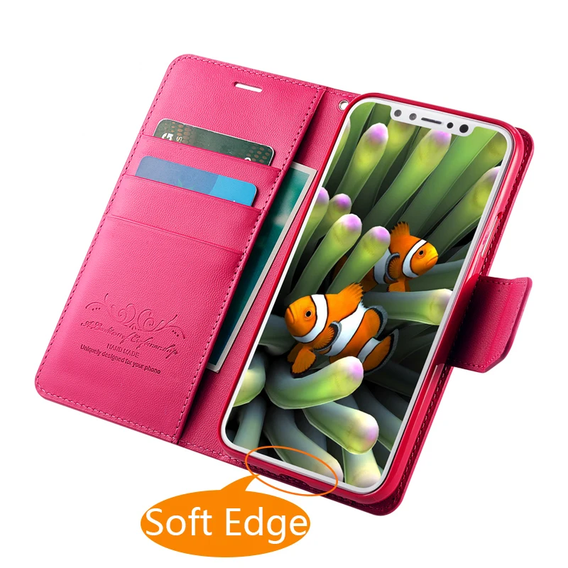 Кожаный чехол Colorful Hand Made с отделкой из PU, прорезь для карт и подставкой для Apple iPhone X 8 Plus 7 6 6s 5 5s SE.