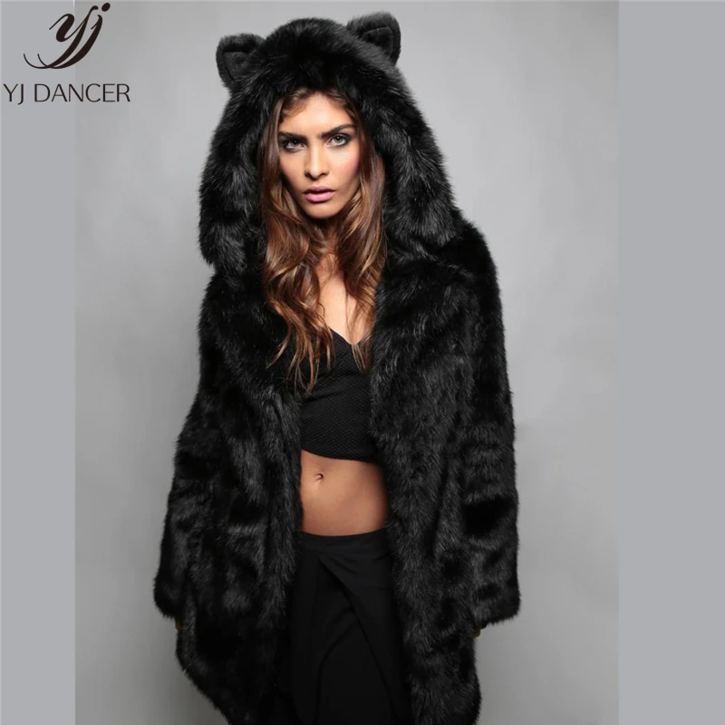 winter New warm Plus Size Fashion Women Casual Loose size Warm Plush Ear coat Fur thick Mink Cute Lady's fur Ljj0236 | Женская