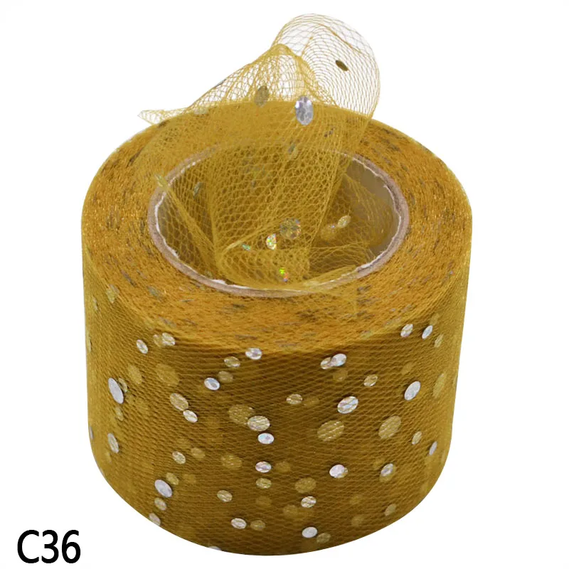 C36 22 м/рулон, 5 см, фатиновая юбка-пачка с блестками из органзы, прозрачная газовая юбка-рюмочка, подарок, украшение для свадебной вечеринки, вечерние принадлежности для вечеринки - Цвет: C36