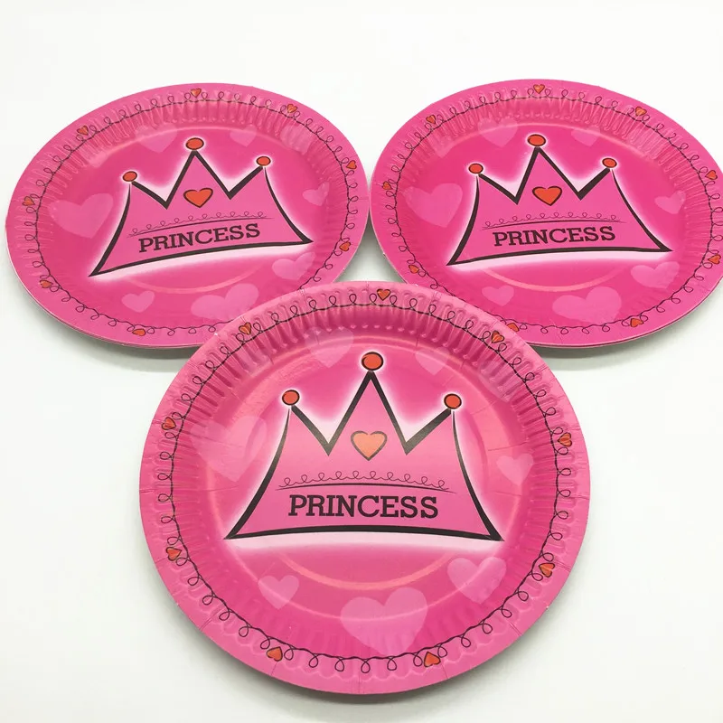 10 шт./лот Розовый Синий Корона тема для мальчиков День рождения Бумага тарелка