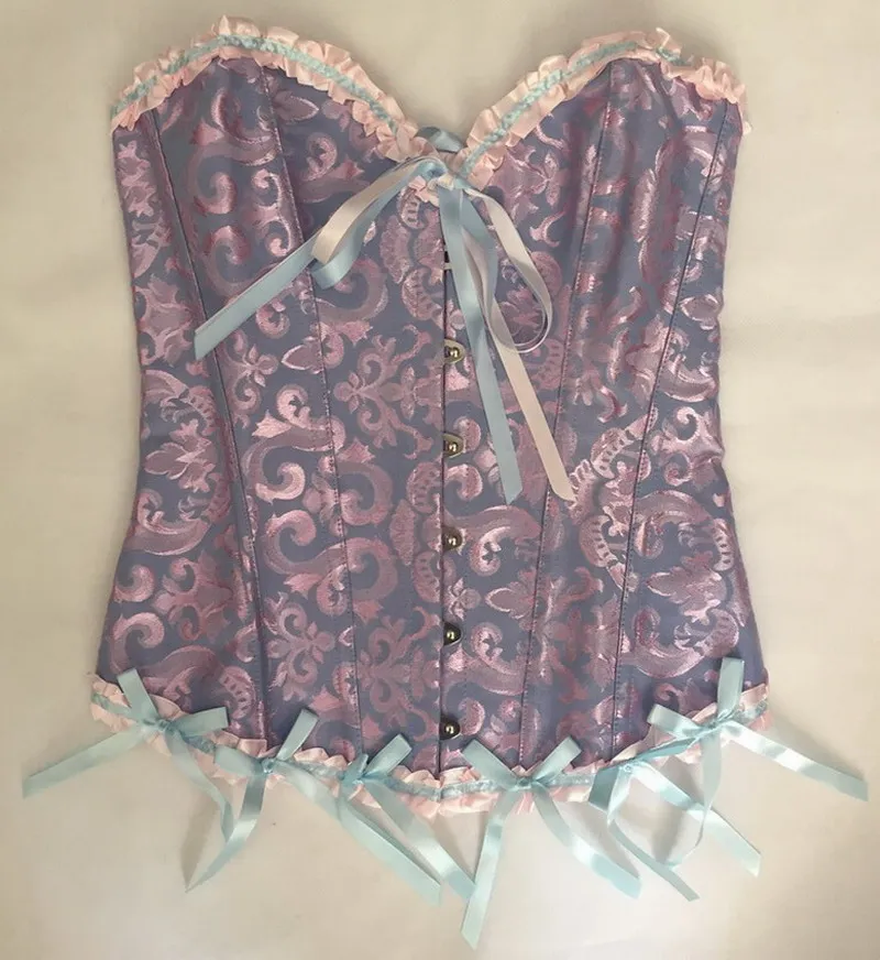 Для женщин сексуальный корсет Overbust И Бюстье Размеры s m l xl 3XL XXXXL 5XL 6XL синий белый