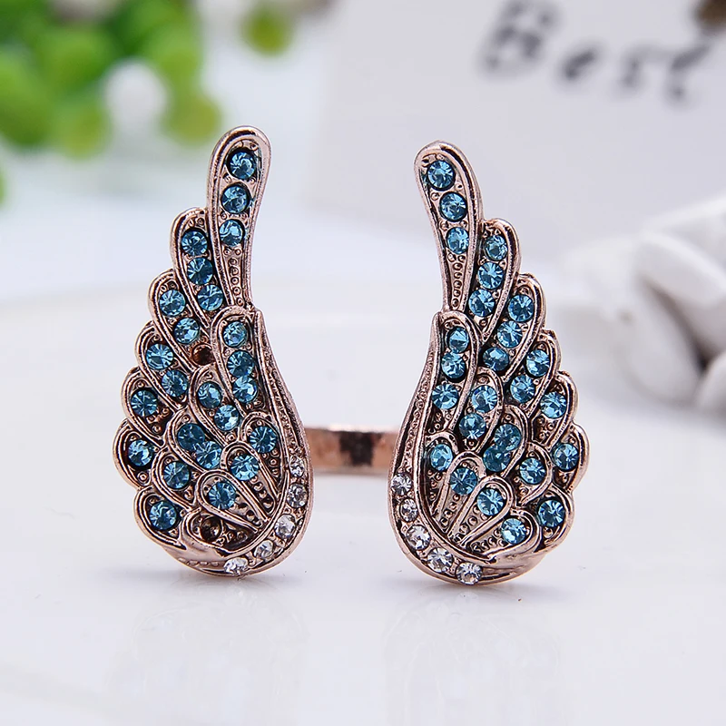 Крылья Ангела изделия модного бренда элегантных женщин AAAZircon синее кольцо.