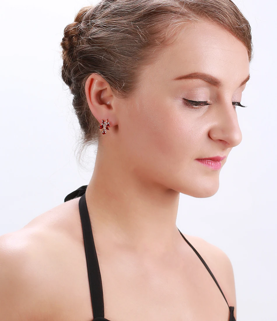 ORSA JEWELS, элегантные женские серьги-гвоздики, зазубренная установка, Красный AAA кубический циркон, модные вечерние серьги, ювелирные изделия для женщин, OME56-R