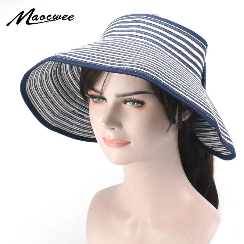 

Bond Knot Cuff Stripe Sun Hat Creative Colorful Foldable Women's Summer Sun Hat Beach Casual Fashion Week Curve Edge Hood