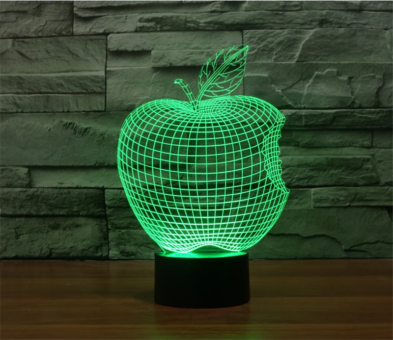 Современный домашний декор 3D ночник APPLE меняющий цвет фруктовый светильник