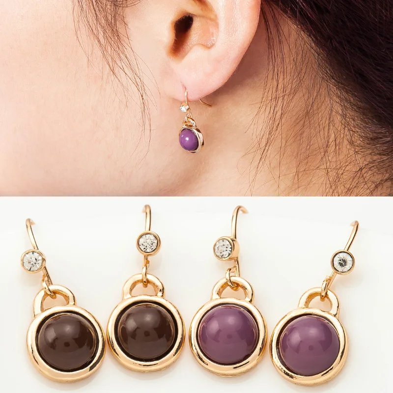 Золото Цвет с украшением в виде кристаллов свисающие серьги для женщин Стразы