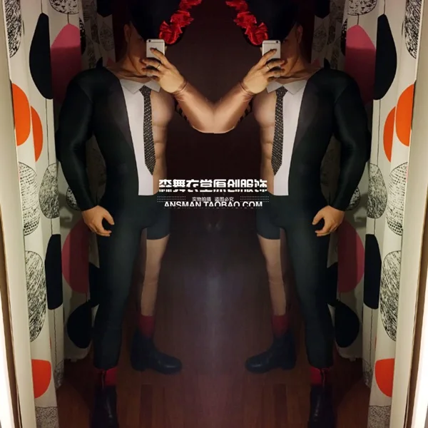 Новинка мужские брюки для бара ночного клуба певец DJ подиум 3D Поддельные мышцы