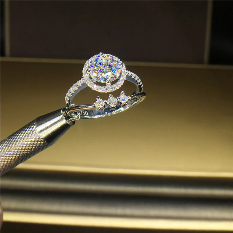 100% 18K 750Au золото Moissanite бриллиантовое кольцо D Цвет VVS с национальным сертификатом MO