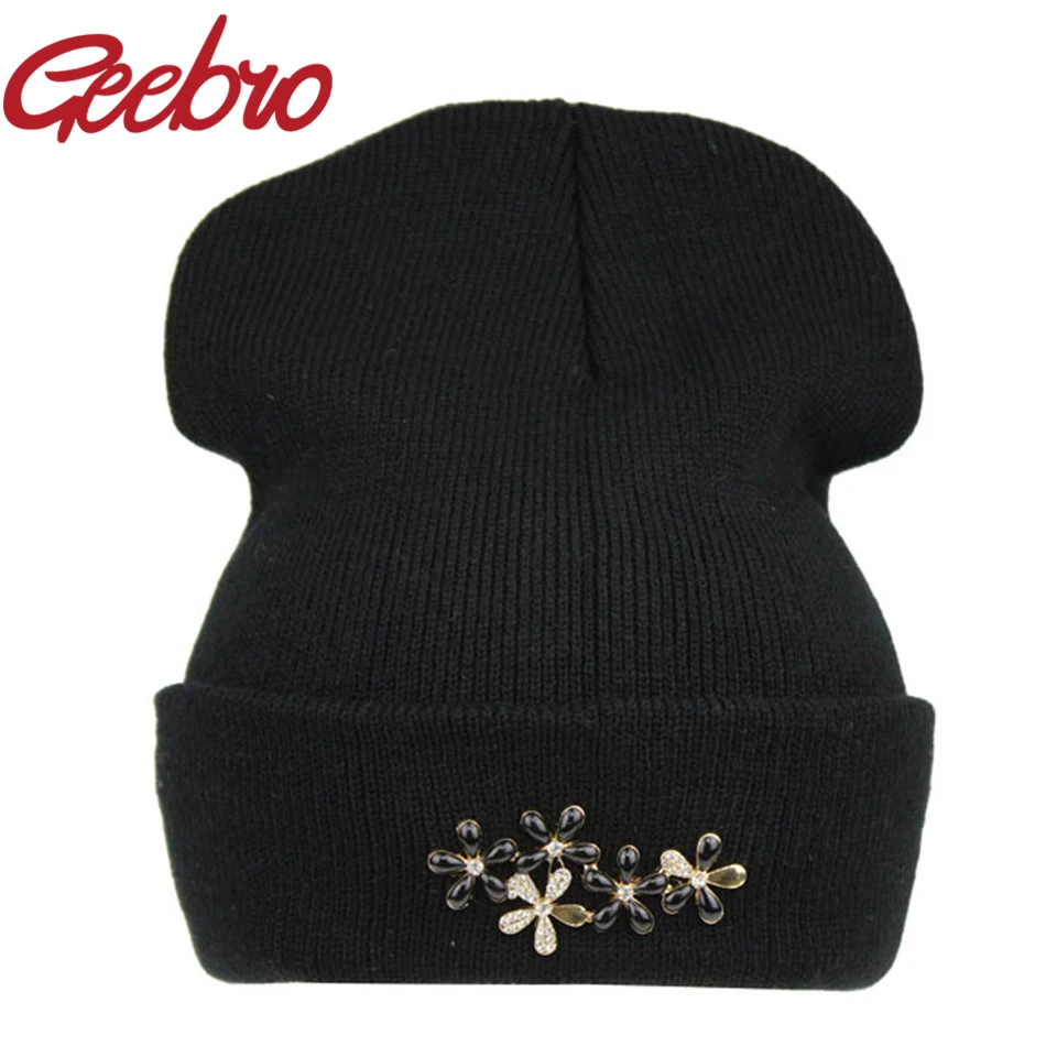 Женские зимние шапки Geebro теплая вязаная шапка в стиле хип-хоп цветная шапочка с