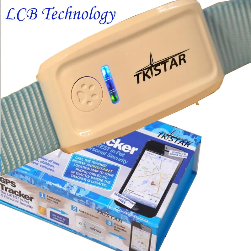 Blue With box Мини gps трекер с воротником водонепроницаемый в реальном времени локатор Rastreador Localizador чип для домашних животных собак Перро свиней отслеживания LK909 - Цвет: Blue With box
