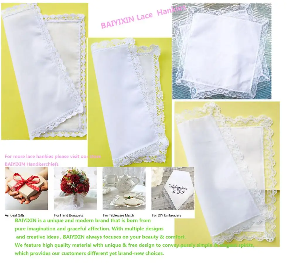 BAIYIXIN Hanky женские свадебные вязаные крючком кружевные носовые платки 60 s