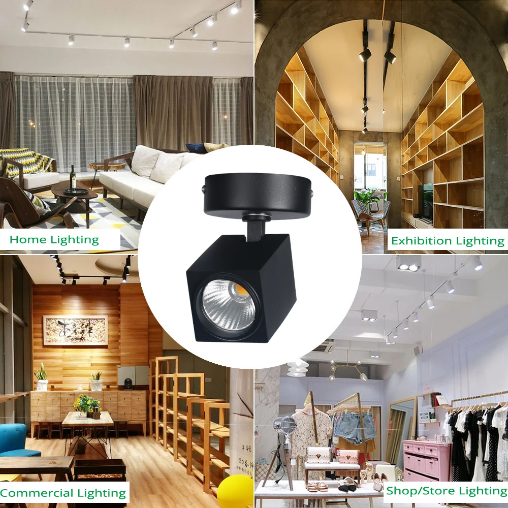 

LED Track Light Spot Rail Lights 12W CREE Ceiling Clothing Shop Store Windows Spotlights Lighting COB Square Rail Lamps Fixtures