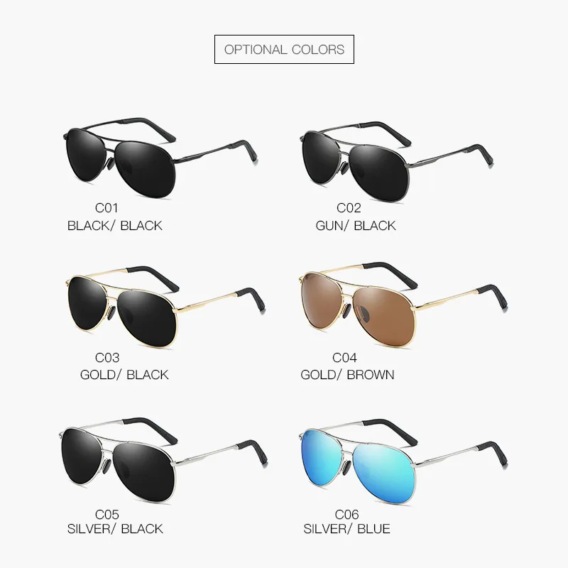 POLYREAL Для Мужчин Поляризованные Солнцезащитные Очки Пилот шарнир из сплава AL-MG