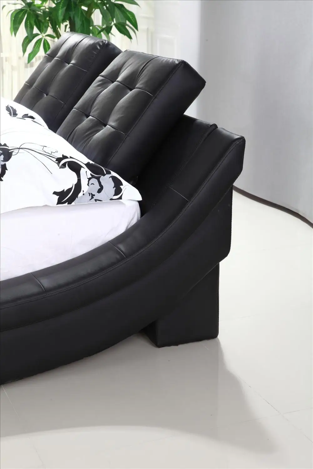 MYBESTFURN двуспальная кровать Топ зерна кожаный подголовник мягкая современный