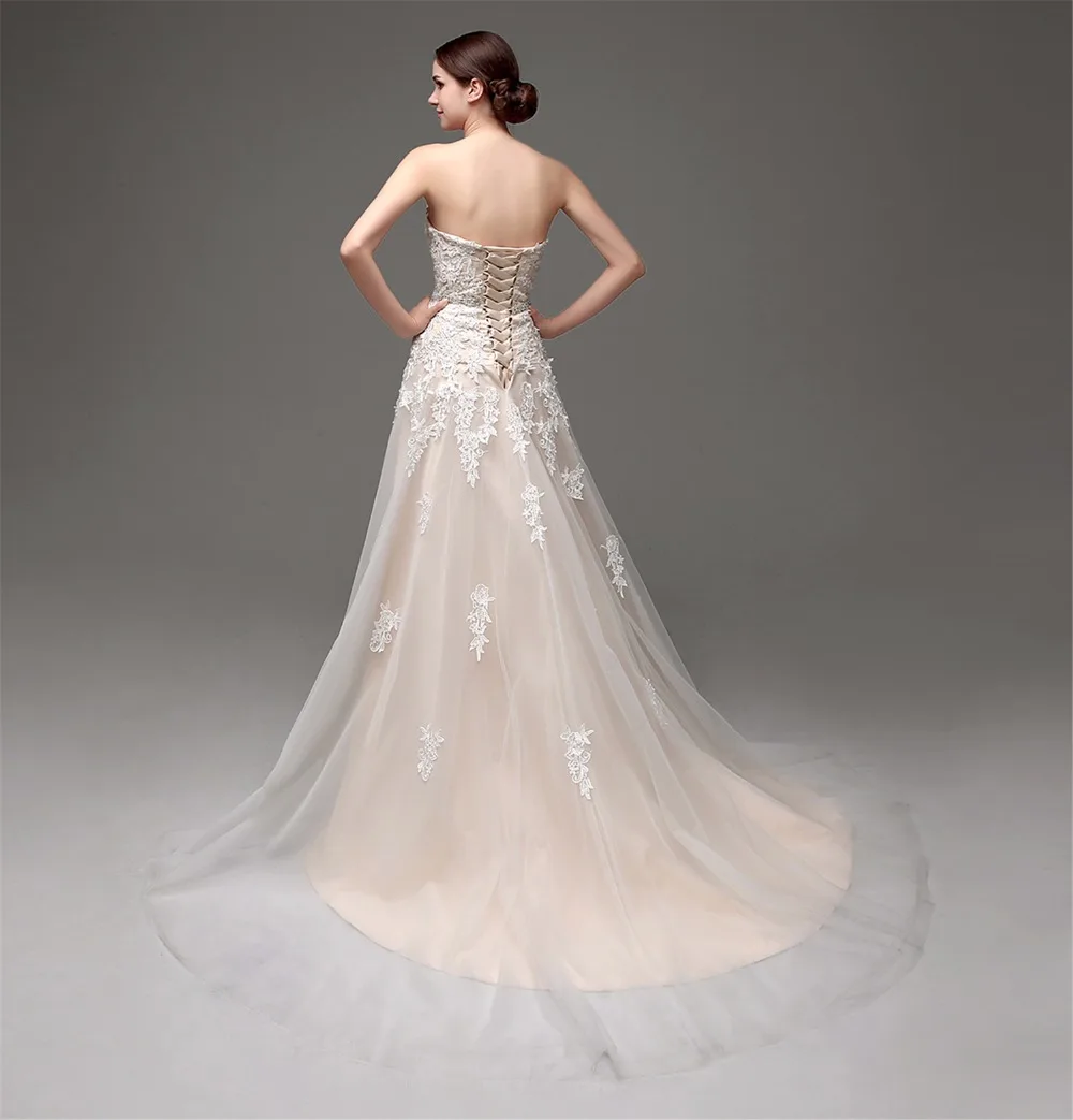 Elnorbridal настоящая фотография Шампанское свадебное платье 2021 Vestidos De Novia линия