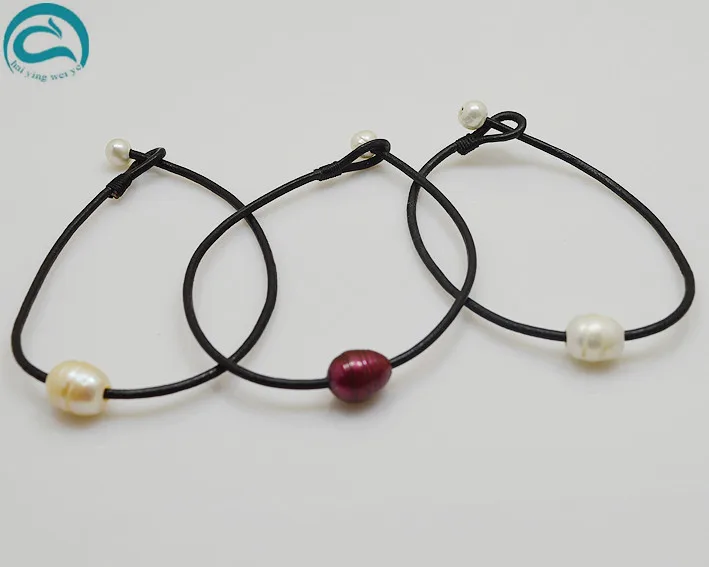 Кожаные жемчужные украшения ручной работы 100% натуральный пресноводного жемчуга