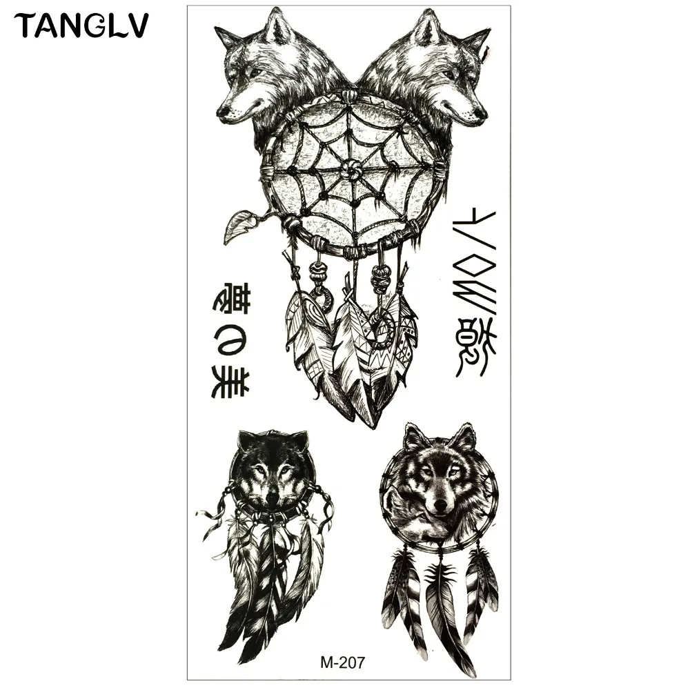 Бренд TANGLV татуировка на руку индийский черный волк дизайн временные татуировки