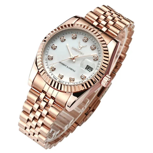Men watch Deerfun brand business Military diamond rose golden calendar luxury waterproof quartz wristwatch Relogio Masculino - Цвет: 2