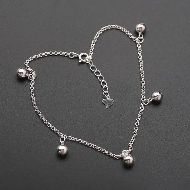 Браслеты на ногу женские из серебра 925 пробы с колокольчиками|Анклеты| |