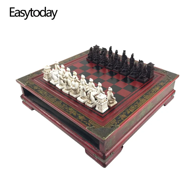 Easytoday деревянный шахматный игровой набор персонаж из смолы моделирование