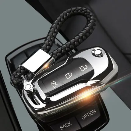 silver with keychain ТПУ чехол для автомобильных ключей для Ford F-150 F-250 F-350 Ranger Explorer KA Fiesta Mondeo крышка дистанционный брелок в виде ракушки держатель - Название цвета: silver with keychain