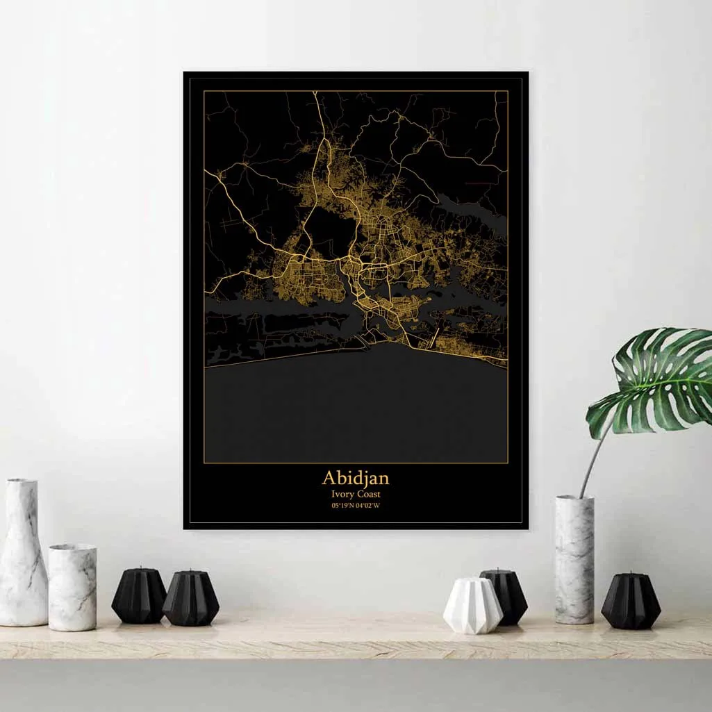 Abidjan Ivory Coast Cote d'Ivoire Map Poster | Дом и сад