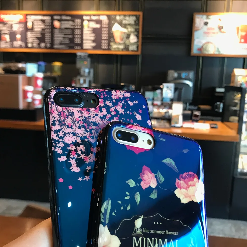 Чехол Синий луч для Apple iPhone 7 8X6 6s Plus 8 TPU Мягкий силиконовый чехол красивые цветы
